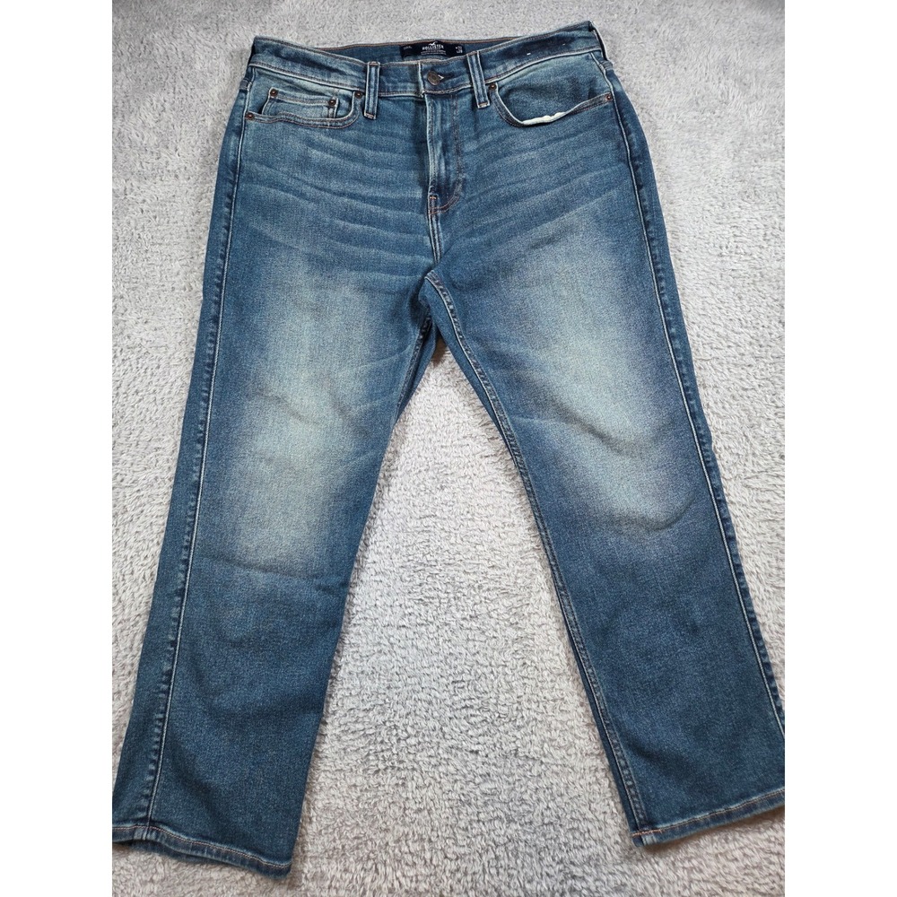 Hollister Athletic Slim Straight Jeans 32x28 Blue Men Medium Wash Stretch